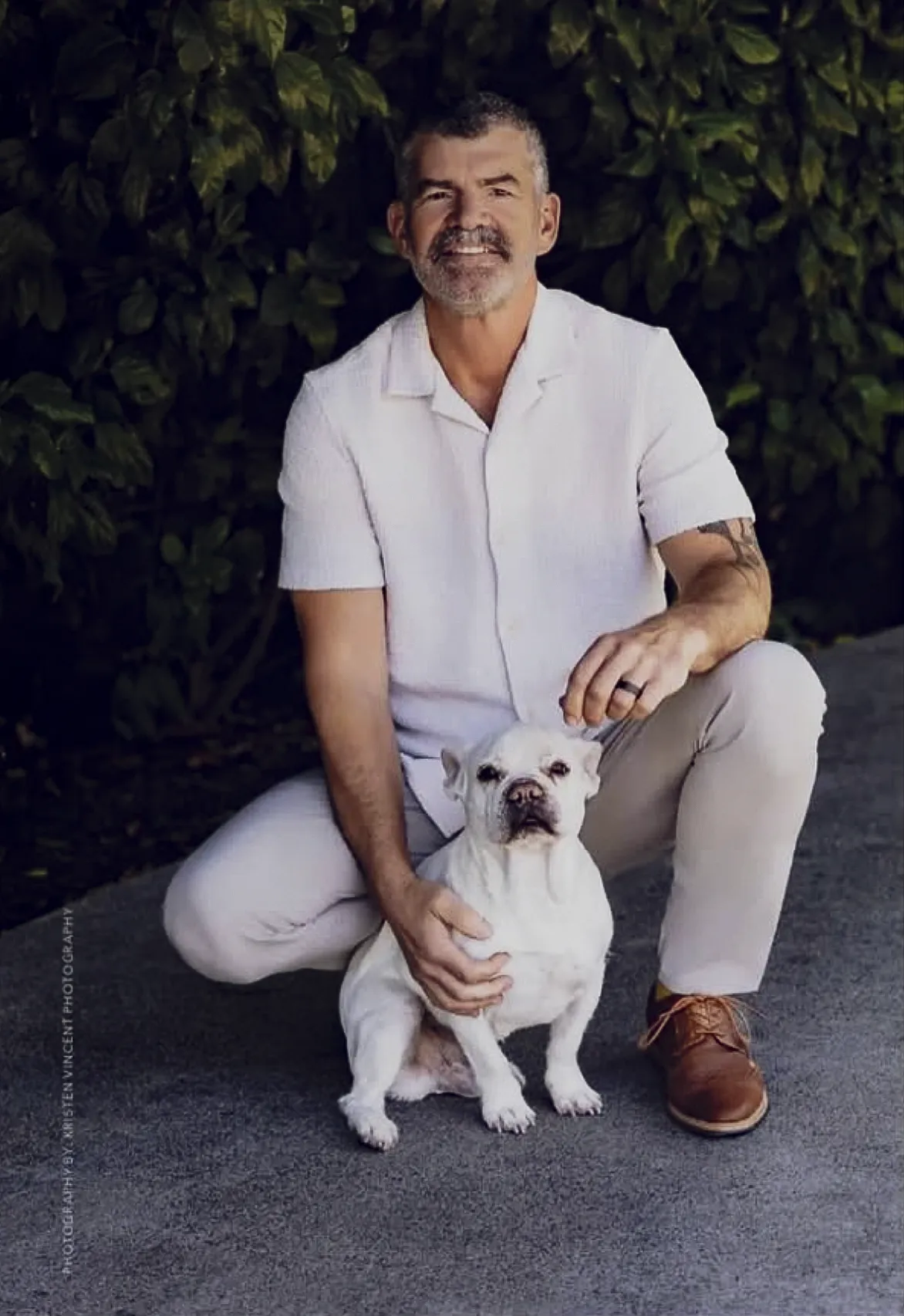 Keith Roberti, founder of Keith Roberti Design, with his dog Pierre